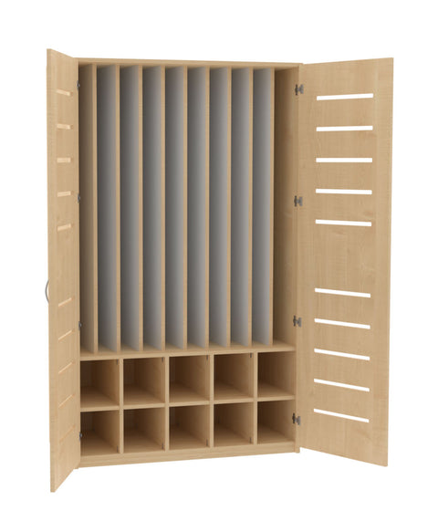 Liegepolsterschrank mit 10 Fächern & Lüftungsschlitzen - Höhe 210cm