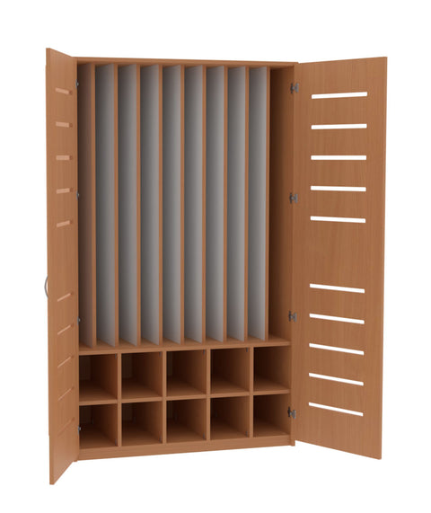 Liegepolsterschrank mit 10 Fächern & Lüftungsschlitzen - Höhe 210cm