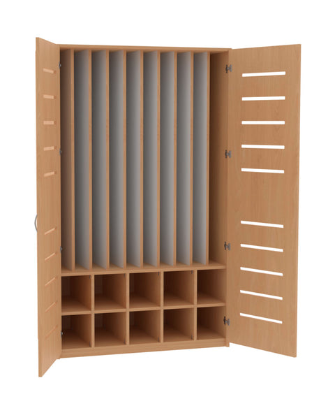 Liegepolsterschrank mit 10 Fächern & Lüftungsschlitzen - Höhe 210cm