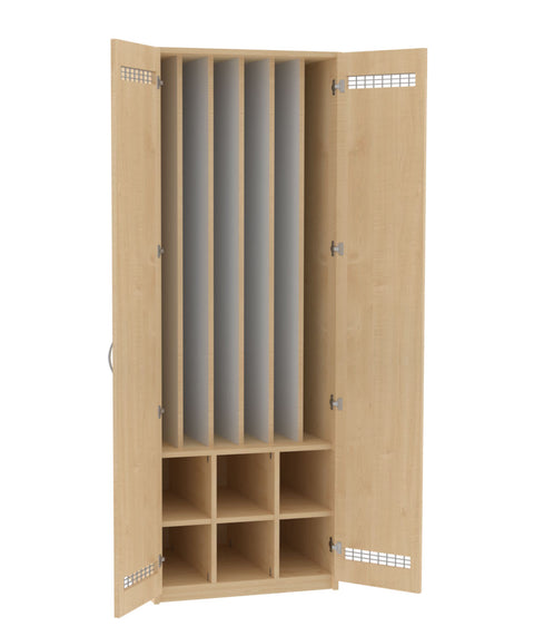 Liegepolsterschrank mit 6 Fächern - Höhe 210cm