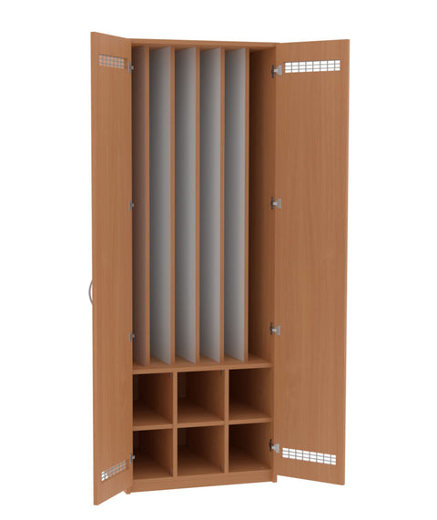 Liegepolsterschrank mit 6 Fächern - Höhe 210cm