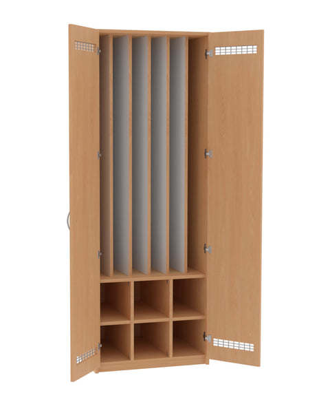 Liegepolsterschrank mit 6 Fächern - Höhe 210cm