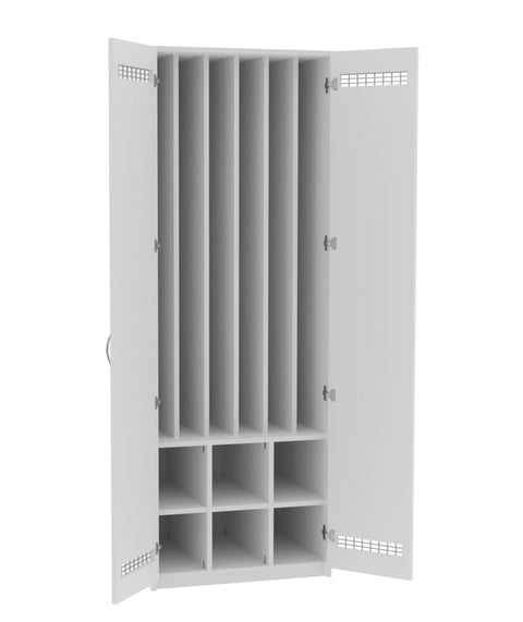 Liegepolsterschrank mit 6 Fächern - Höhe 210cm
