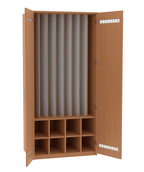 Liegepolsterschrank mit 8 Fächern - Höhe 210cm