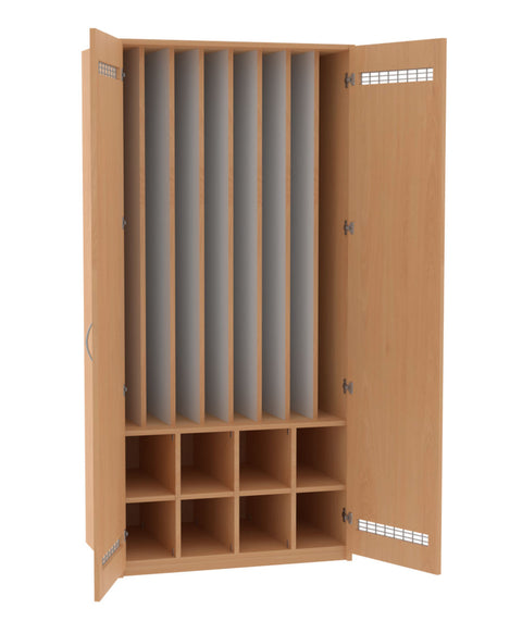 Liegepolsterschrank mit 8 Fächern - Höhe 210cm