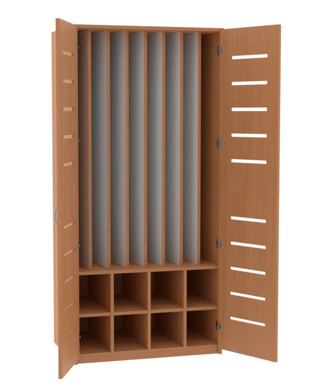 Liegepolsterschrank mit 8 Fächern & Lüftungsschlitzen - Höhe 210cm