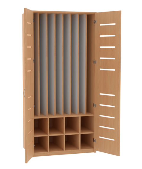 Liegepolsterschrank mit 8 Fächern & Lüftungsschlitzen - Höhe 210cm