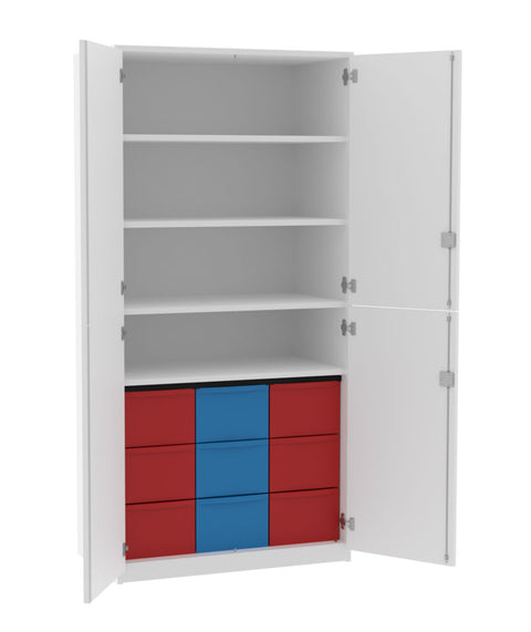 Materialschrank 3x3L mit Doppeltür - Höhe 190cm