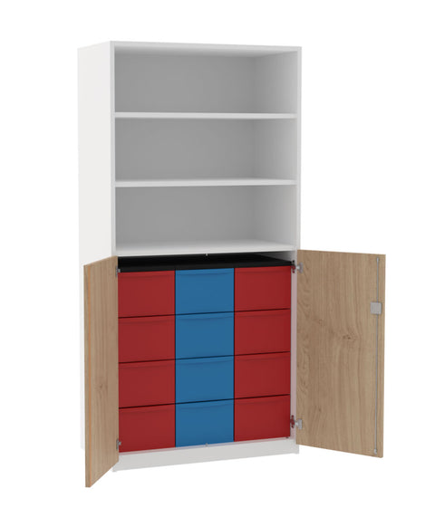 Materialschrank 3x4L mit Halbtüren - Höhe 190cm