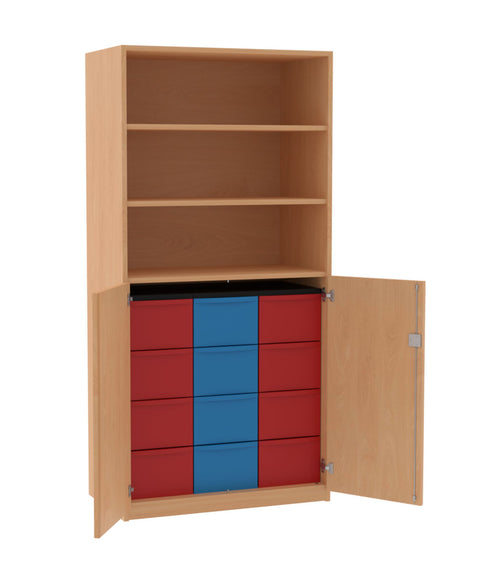 Materialschrank 3x4L mit Halbtüren - Höhe 190cm