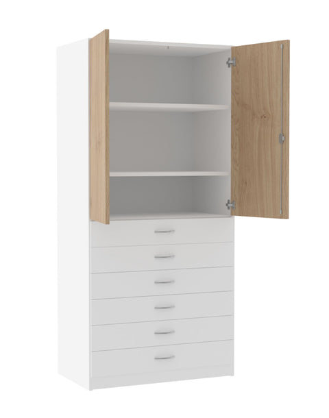 Mehrzweckschrank mit 6 Schüben - Höhe 190cm