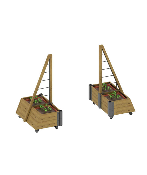 Mobiles Beet mit Dreieckrankgitter