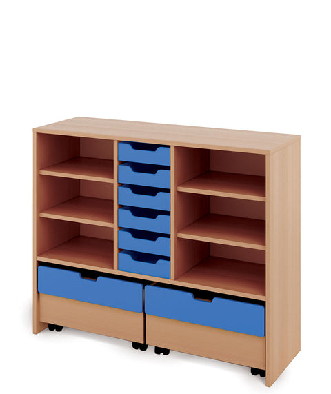Materialregal Classic L mit 2 Rollkästen – 1x6 S