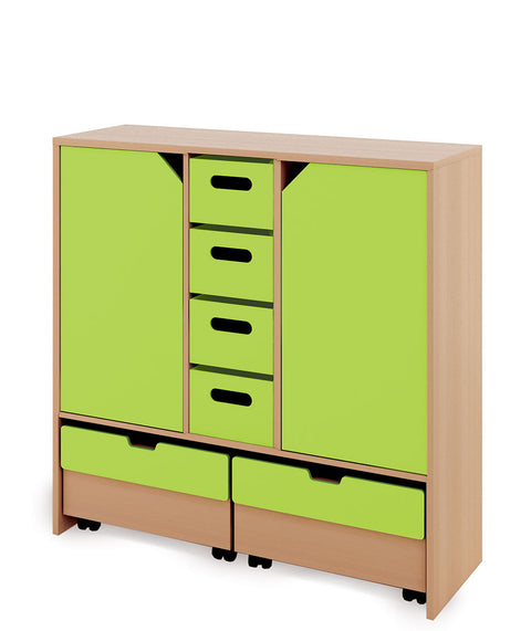 Materialschrank Classic X mit 2 Rollcontainern – 1x4 L