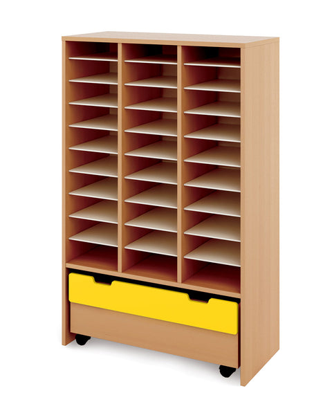 Materialregal Classic XL mit Rollcontainer – 3x10 Abteile