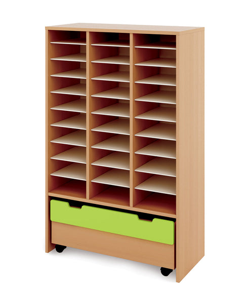Materialregal Classic XL mit Rollcontainer – 3x10 Abteile