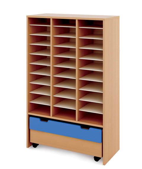 Materialregal Classic XL mit Rollcontainer – 3x10 Abteile