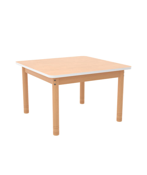 Quadrattisch 75 x 75cm farbiger Rand mit höhenverstellbaren Holzbeinen
