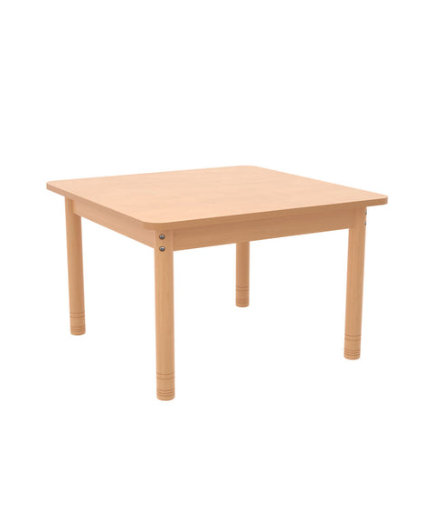 Quadrattisch 75 x 75cm natur mit höhenverstellbaren Holzbeinen