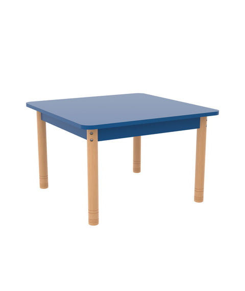 Quadrattisch 75 x 75cm farbig mit höhenverstellbaren Holzbeinen