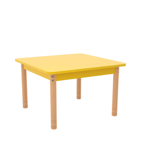 Quadrattisch 75 x 75cm farbig mit höhenverstellbaren Holzbeinen
