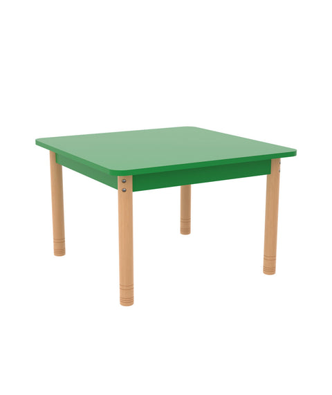 Quadrattisch 75 x 75cm farbig mit höhenverstellbaren Holzbeinen