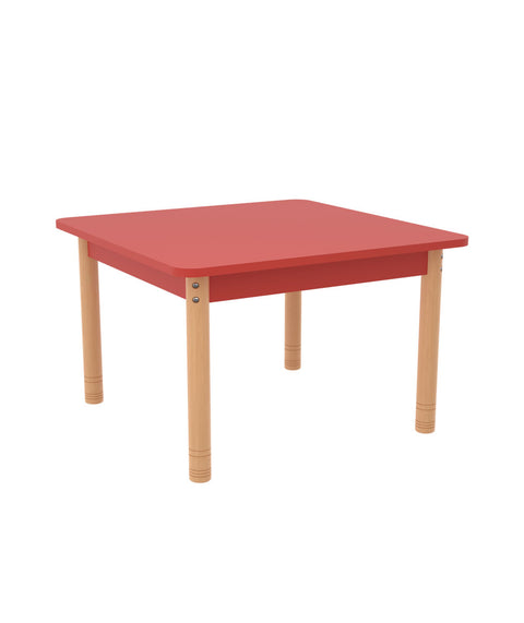 Quadrattisch 75 x 75cm farbig mit höhenverstellbaren Holzbeinen