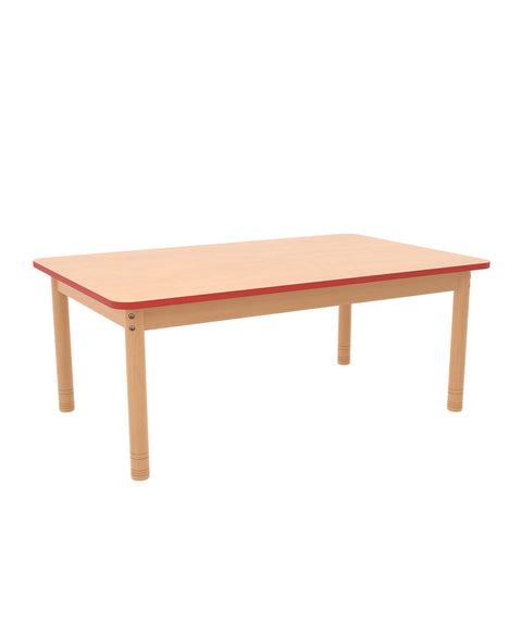 Rechtecktisch 120 x 75cm farbiger Rand mit höhenverstellbaren Holzbeinen