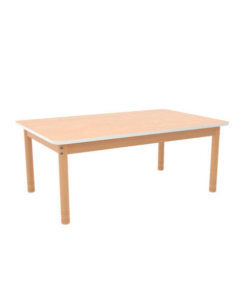 Rechtecktisch 120 x 75cm farbiger Rand mit höhenverstellbaren Holzbeinen