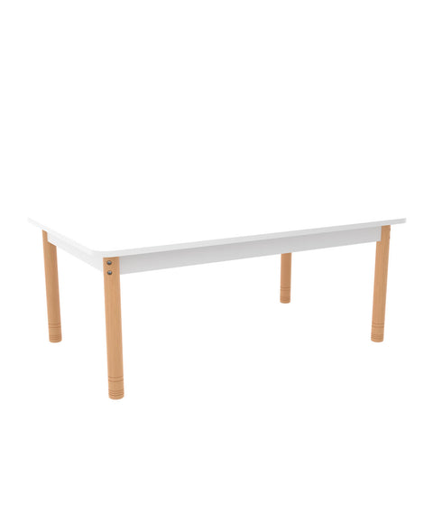 Rechtecktisch 120 x 75cm farbig mit höhenverstellbaren Holzbeinen