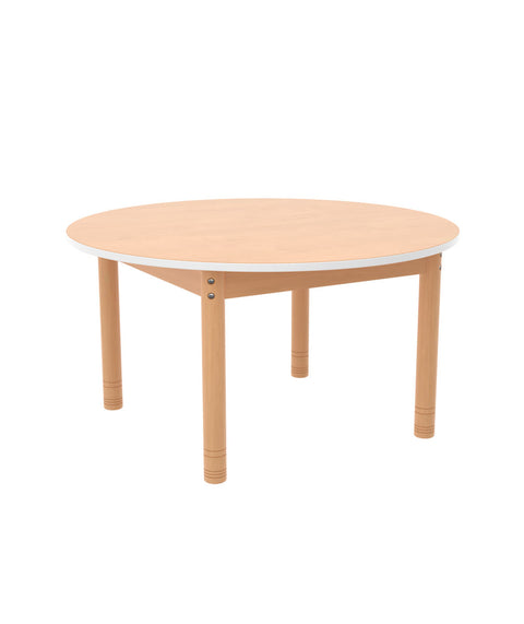 Rundtisch ⌀90cm farbiger Rand mit höhenverstellbaren Holzbeinen