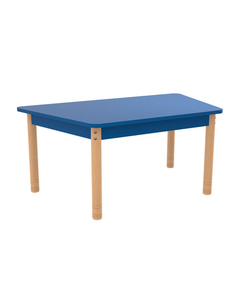 Trapeztisch 110 x 63cm farbig mit höhenverstellbaren Holzbeinen