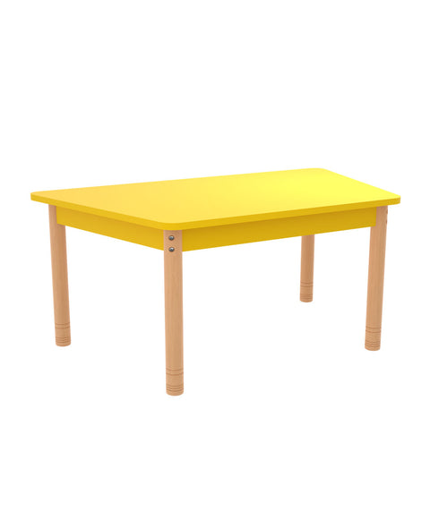 Trapeztisch 110 x 63cm farbig mit höhenverstellbaren Holzbeinen