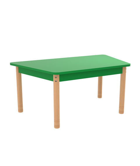 Trapeztisch 110 x 63cm farbig mit höhenverstellbaren Holzbeinen