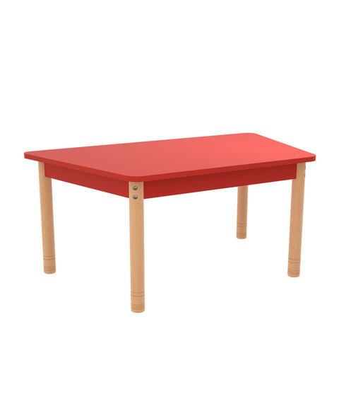 Trapeztisch 110 x 63cm farbig mit höhenverstellbaren Holzbeinen