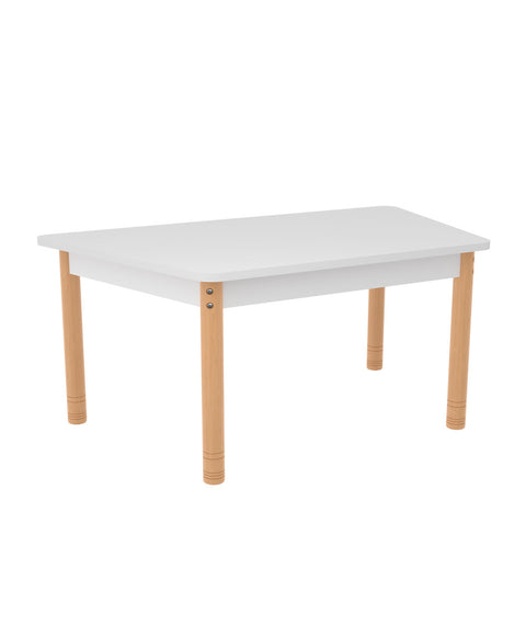 Trapeztisch 110 x 63cm farbig mit höhenverstellbaren Holzbeinen