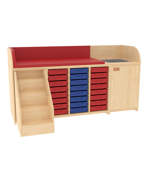 Wickelkommode 3x8S mit Waschbecken & Treppe - Breite 210cm