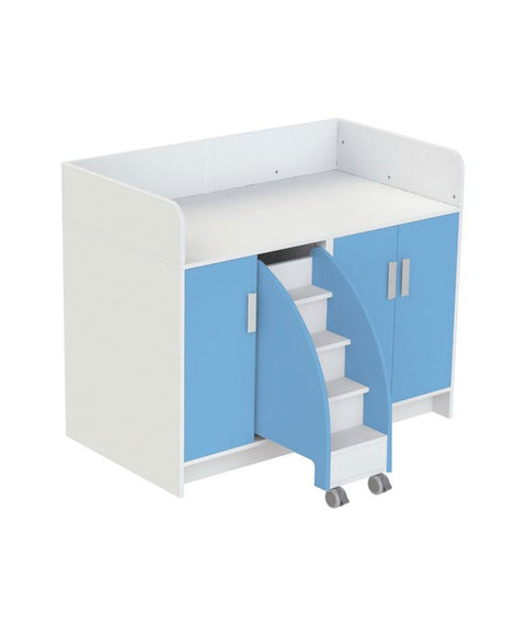 Wickelkommode Jana - 9 Einlegeböden, Türen & Treppe