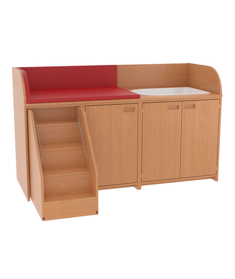 Wickelkommode mit Badebecken, Türen & Treppe - Breite 185cm