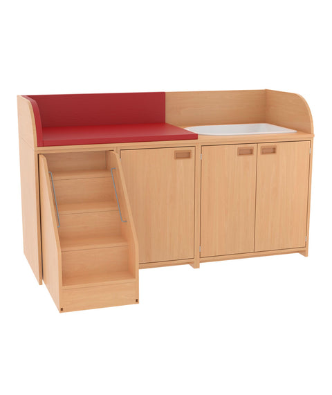 Wickelkommode mit Badebecken, Türen & Treppe - Breite 185cm