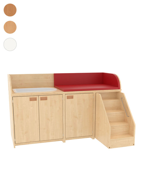 Wickelkommode mit Badebecken, Türen & Treppe - Breite 185cm