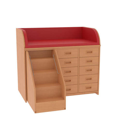 Wickelkommode mit Schüben & Treppe - Breite 125cm