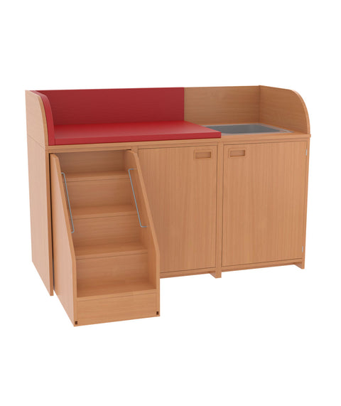 Wickelkommode mit Türen, Waschbecken & Treppe - Breite 160cm