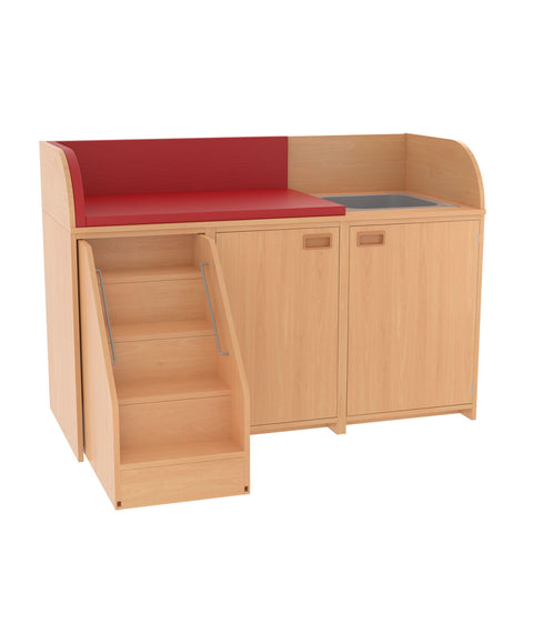 Wickelkommode mit Türen, Waschbecken & Treppe - Breite 160cm