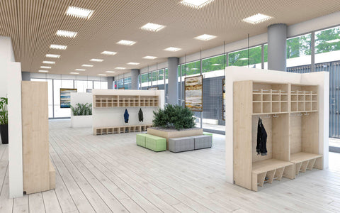 Sitzbank für 3-5 Abteile - Garderobe mit dreifacher Ablage - 5