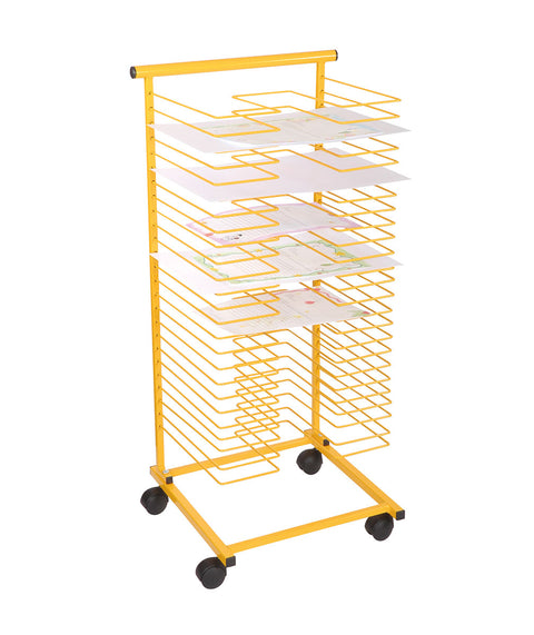 Papiertrockenständer mit Rollen, gelb - 2