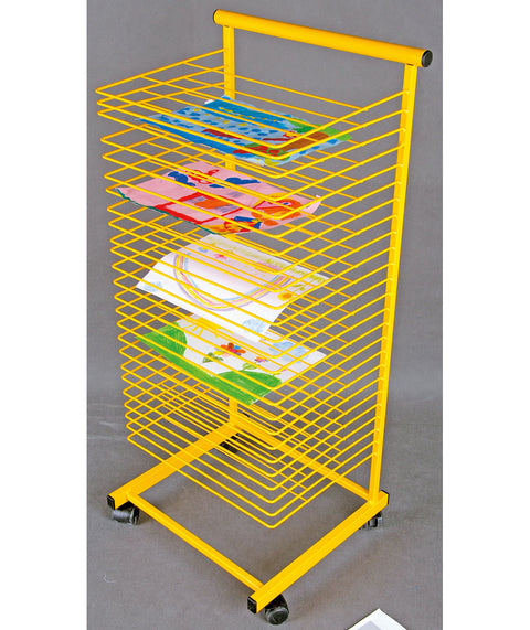 Papiertrockenständer mit Rollen, gelb - 3