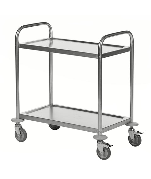 Servierwagen aus Edelstahl mit Griff – 2 Böden - 2