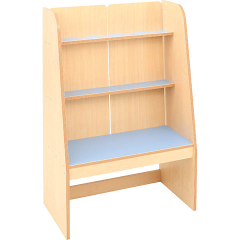 Bücherregal mit Rollbehältern