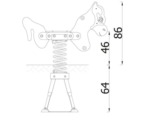 Federwippe Pferd mit Bodenanker - 8